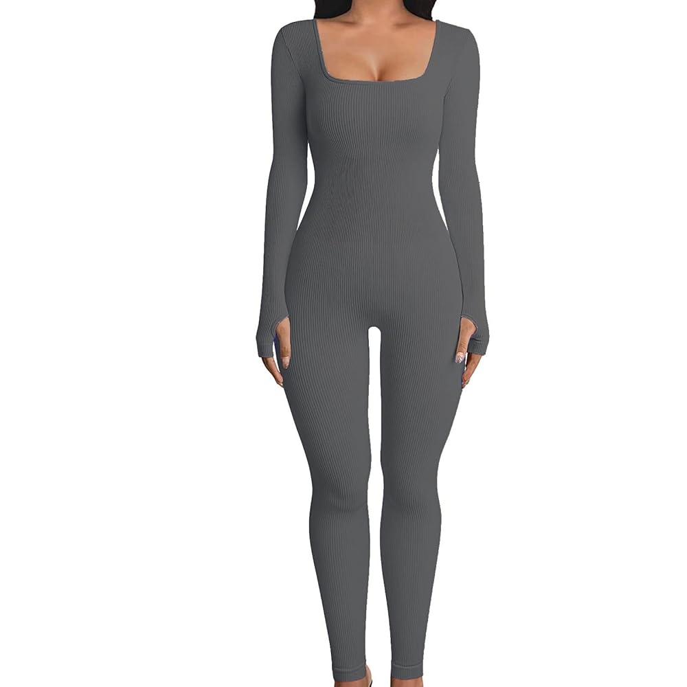 Amazon.com: Mioliknya Women Ribbed One Piece Jumpsuits Long